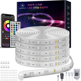 Ledagic Outdoor Led Strip Lights Waterproof 400ft, Ip68 Outside Led Light Strip Waterproof with Remote and App Control, Exterior Led Rope Lights Music Syne RGB Strip Lights for House Party Decoration