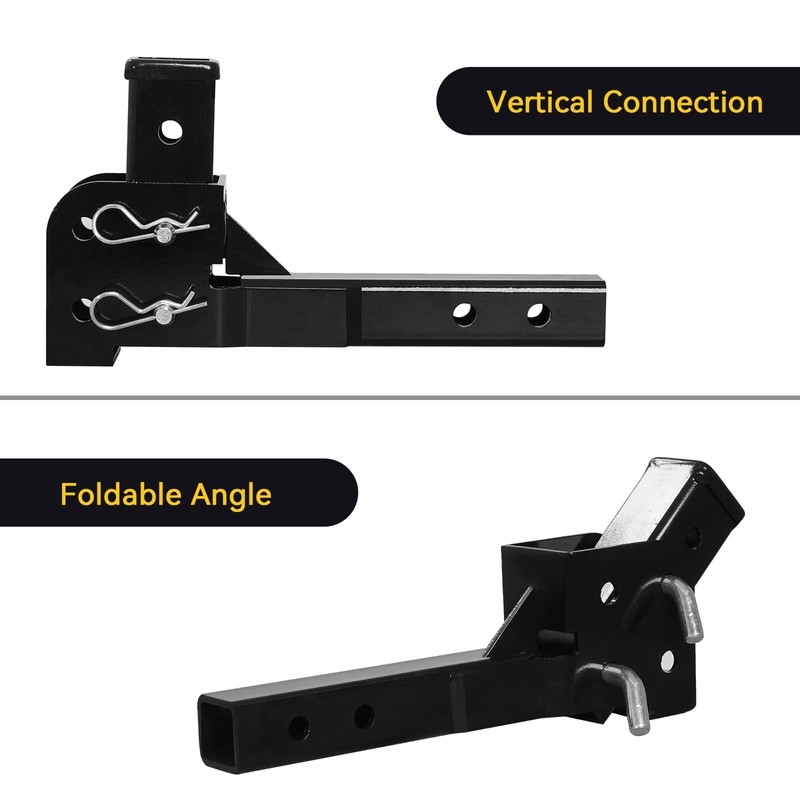 Fullwatt Folding 2" Trailer Hitch Adapter, Hitch Extender 2 Inch