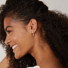 PAVOI 14K Rose Gold Plated Sterling Silver Post Dainty Mini Bar Stud Earrings | Gold Earrings for Women | Long