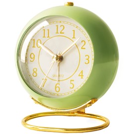 AYRELY® Battery Operated Desk Alarm Clock with Light,Silent No Ticking,Small Table Clock for Bedside/Bedroom/Living Room/Office/Travel/Kids/Room Decor Aesthetic Vintage (Green)