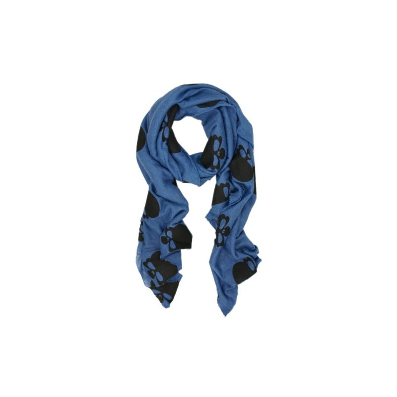 Premium Soft Long Cool Skulls Print Scarf, Blue