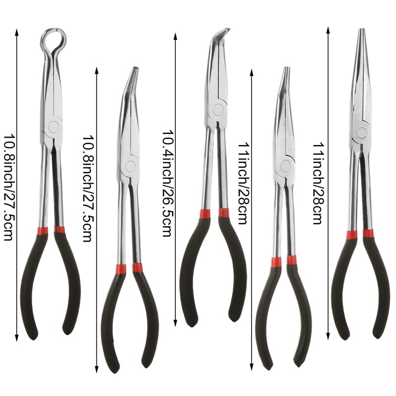 RHBLME 5 Pack Needle Nose Pliers Set, 11 Inch Long