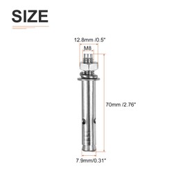 DTGN M8 x 70 Hex Expansion Bolts - 5Pack - Good for Concrete Dry Brick Block Walls - 304 Stainless Steel - Silver