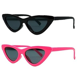 Funky Junque Toddler Cateye Sunglasses Ages 2-9 UV Protection Durable Stylish Baby Cateye Glasses for Boys & Girls - 2 Pack: Narrow Cat-Eye (Black & Pink)