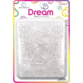 Dream World Self Hinge Barrette Daisy Clear 12 Piece Pack BR2574C1