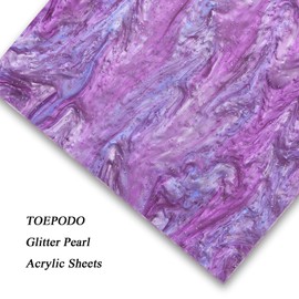 TOEPODO Pearlescent Marble Acrylic Sheets 1/8" Glitter Cast Opaque Sparkly Swirl Acrylic Panels for Laser Cutting Engraving Craft DIY Decor Ornaments (3, Purple, 8x12 Inch)