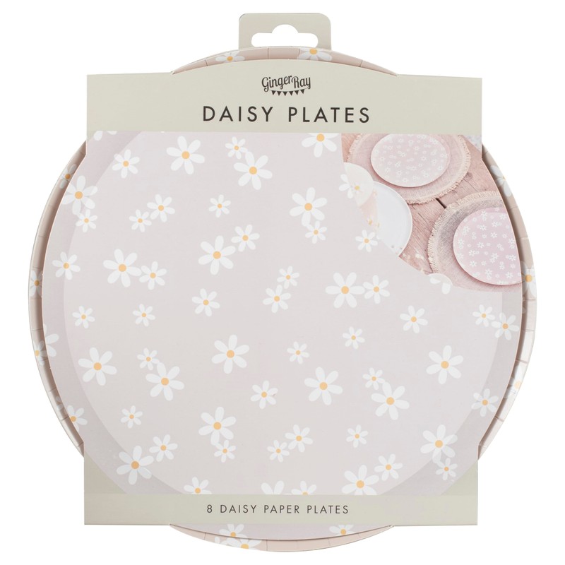 Ginger Ray Printed Daisy Flowers Paper Plates Party Tableware 8