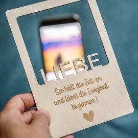 Spruchreif Wooden Picture Frame, Picture Frame with Engraving, Picture Frame with Lettering, Photo Frame, Engraving Gift, Gift for Couples, Valentine's Day, Wedding, Love