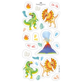 FABER-CASTELL Jumbo Dino 110922 Colouring Pencils Set 10 Pieces Shatterproof Includes 2 Metallic Pens and Dino Stickers