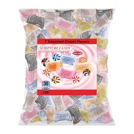 Scripture Candy Assorted Cream Flavored Hard Candy – 180 Individually Wrapped Christian Candies with Bible Verses – Faith-Based Sweets for Church Events, Religious Gifts, Office Candy Bowls & Everyday Sharing