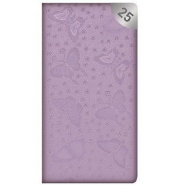 2025 Slim Wallet Diary Week to View Pink Textured Butterfly Design Silver Colour "25" Accent