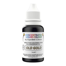 Sugarflair Old Gold Liquid Food Colouring Droplet For Colouring Royal Icing, Sugarpaste Buttercream, Sugarpaste Also For Painting & Can Be Used With An Airbrush - 14ml