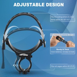 SKYJDM UTV Fire Extinguisher Mount with Reinforced Quick Release Silicone Straps for 1.75" to 2" Roll Bar, UTV Fire Extinguisher Holder with Anti-Slip Holder Base Plate Compatible with Polaris Can Am