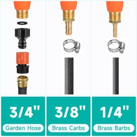 29 Inches Metal Sprayer Wand Compatible with CHAPIN, Garden Hose Sprayer Wand, 2 Brass Barbs Stainless Steel Sprayer Wand with Shut off Valve & 2 Hose Clamps (Upgrade All Metal Sprayer Wand)