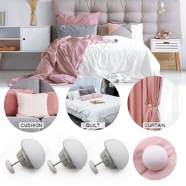 MQUPIN Quilt Fixing Clips,16 Pcs Duvet Cover Clips,Mushroom Round Fixing Clips with Buttons,Bedroom Duvet Fixing Holder Quilt Cover Pins with Box (White)