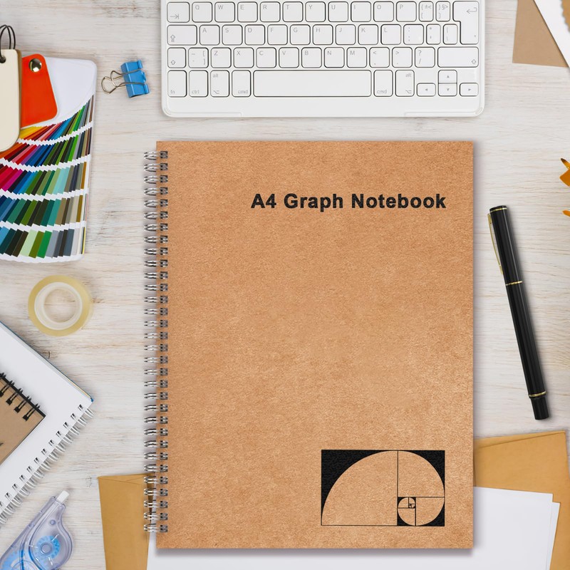 A4 Graph Paper Notebook, 2 Pack Large Spiral Grid Notebook,