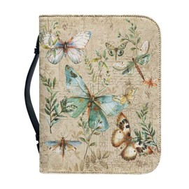 WUYOJUXA Vintage Butterflies Bible Carrying Tote Bags for Women Bible Cover with Durable Handle Quilted Bible Carrying Case for Girls Book Protector for Book Lovers-size：M