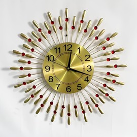 Jauhmui Modern Wall Clock with Large Numbers, Accurate and Quiet, 38 x 38 cm, Gold Living Room Clock (Gold)