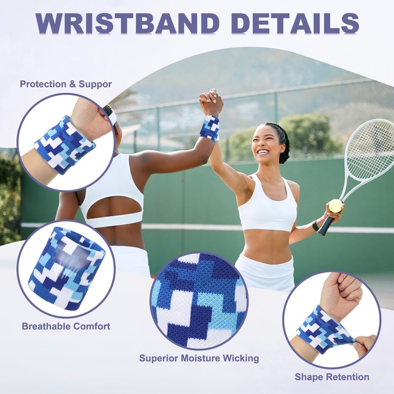 MECCANIXITY Sweat Band Set Sports Terry Cloth Headband Wristband Set