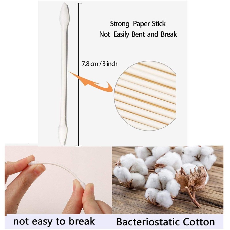 800 Pieces Cotton Swabs, Double Precision Tips with Paper Stick,