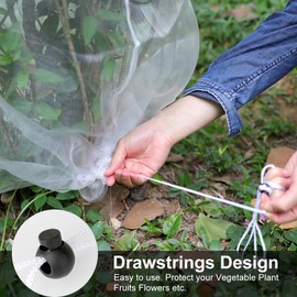 Supergrower 2 Pieces Fruit Tree Netting with Drawstring, Garden Netting for Blueberry Bush Netting Protect Plant Fruits Vegetables Flower from Insect Bird (39X31 INCH M)