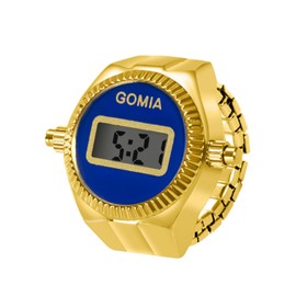 OIDEA Ring Watch Ring for Men Women: Digital Finger Watch Gold Silver Elastic Finger Band with Digital Alloy Ring Watch Ring Gift for Friend Family, Gold-Blue, Sports