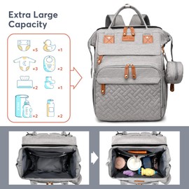 JKJRJJ Diaper Bag Backpack with Changing Station, Large Diaper Bag For Boys And Girls, Multifunctional Waterproof Travel Diaper Backpack, Baby Bag with USB Charging Port for Moms Dads, grey