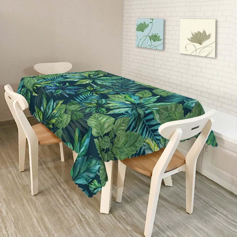 Walmsco Tablecloth Green Palm Leaves Decor For Dining Room Kitchen