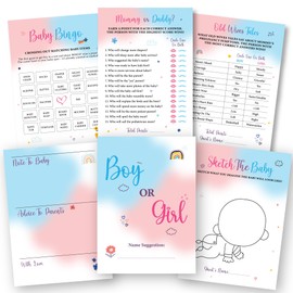 WOODAMORE Baby Gender Reveal Games for Guests - Funny Baby Shower Games for Boy or Girl Gender Reveal Decorations, Baby Bingo for Gender Reveal Ideas, Old Wives Tales, Mom Or Dad Gender Party Game