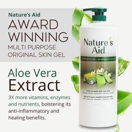 Nature's Aid Original Skin Gel with Aloe Vera Extract for Dry, Flaky & Itchy Skin | Facial Acne, Brown Spots, Toner & Cleanser | Sunburn | Skin Rashes | Bug Bites & Stings | Shaving, Waxing & Laser