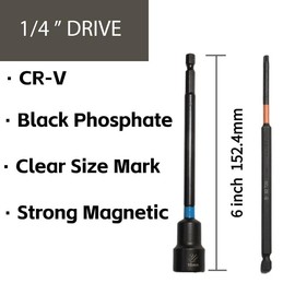 23 PCS Magnetic Nut Driver Set SAE & Metric, 6 Inch Extra Long Nut Driver Set for Impact Drill, Power Nut Setter, Extended Reach Nut Driver Bit Set 1/4"-9/16" 6-15mm PH1, PH2, SL5, T20