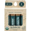 Soulsation Organic Lip Balm Set, 4 Flavors - Moisturizing for