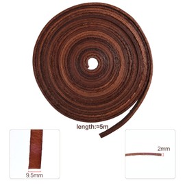 RUBY 10 mm x 2 mm Leather Strap Flat, Leather Strap Flat, Leather Bands, Leather Straps Sold by the Metre, Leather Strap Wide, Leather Sold by the Metre (5 Metres, Brown Yellow)