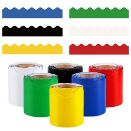 6 Rolls Colorful Bulletin Board Borders, 196.8 ft Scalloped Borders Trim for Classroom, Bulletin Board, White Board Decor