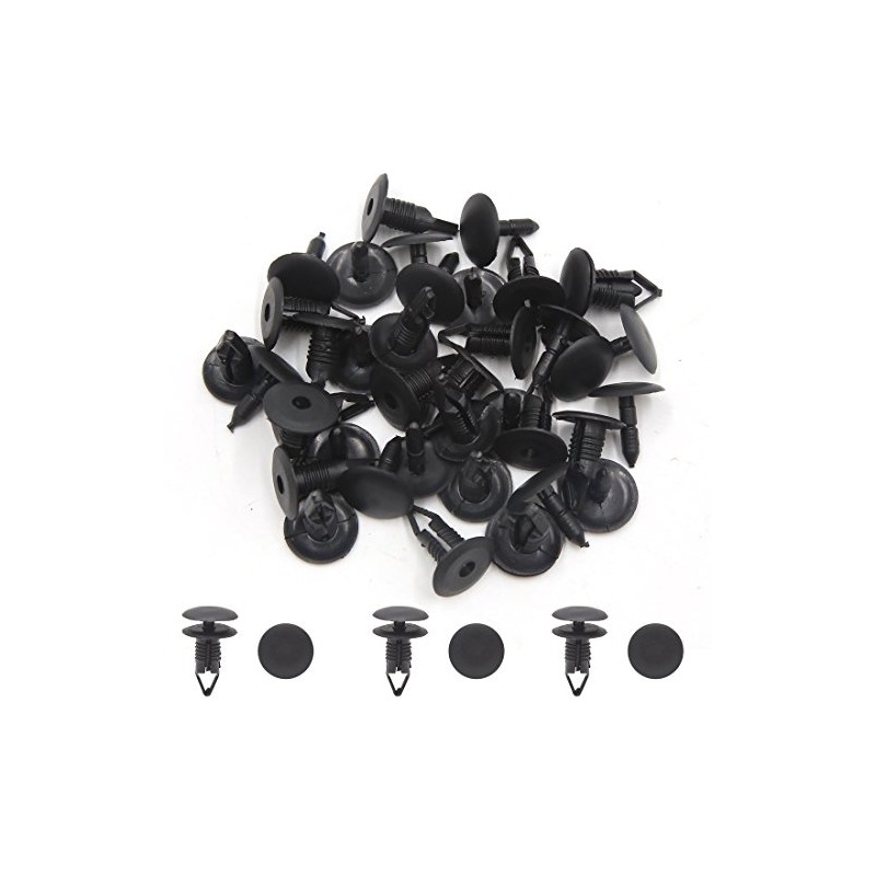 uxcell 20Pcs Black Car Plastic Rivets Weatherstrip Fender Fastener Clip