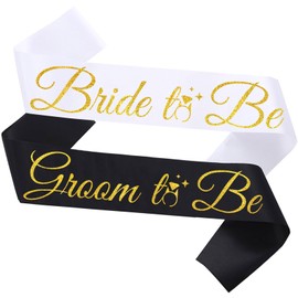 Bride Sash Bachelorette Party Bride and Groom to Be Sash for Bridal Shower Wedding Hen Party Decorations Engagement Gifts,White Gold