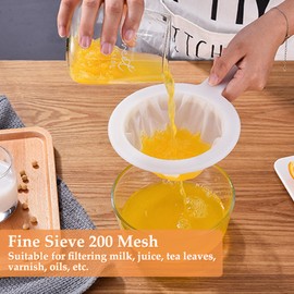 Fine Nylon Sieve with Handle 200 Mesh Hair Strainer Kitchen Ultra Fine Funnel Filter Fine Strainer for Juice Milk Soy Milk Coffee