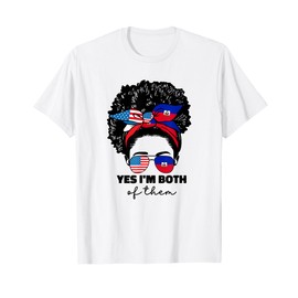 Half Haitian And American America Haiti Usa Flag Girl Afro T-Shirt