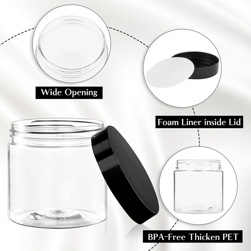 TUZAZO 2 Oz Plastic Container Jars with Lids BPA Free,