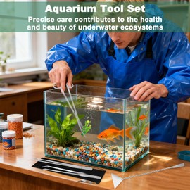 4 in 1 Set Attrezzi per Acquario con Borse di Stoccaggio, Accessori per Acquario Acqua Dolce in Acciaio Inox,Kit Pinzette Forbici Spatola Pulizia Acquari per L'acquario Landscaping e Piante Acquatiche