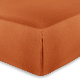 AMEHA King Size Fitted Sheets 25 cm Deep Soft Brushed Microfiber Fabric Easy Care Fade Resistant Fitted Bed Sheets (Rust, 152 x 200 cm)