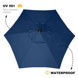 AMMSUN 6ft Patio Umbrella Outdoor Table Umbrellas with Push Button Tilt, UPF50+ Premium Steel Pole and Ribs for Deck, Lawn, Garden, Backyard & Pool