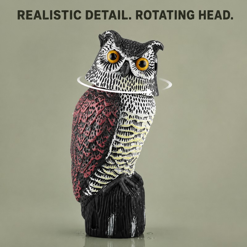 Fake Owl Decoy for Garden Yard Outdoor - Rotating Head