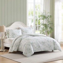 Laura Ashley - Duvet Cover Set, Super Soft Bedding with Matching Sham, Serene Watercolor Floral Design, Elegant and Feminine Aesthetic (Arundel Grey, Twin)