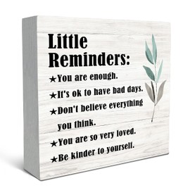 SRADMO Inspirational Little Reminders Wood Box Sign Desk Decor, Inspirational Desk Decor, Inspirational Saying College Gifts Box Sign Decoration For Office Home Dorm Desk Shelf Table Decor