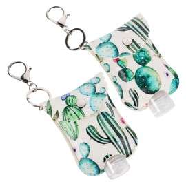 TOVINANNA 4 Sets Travel Toiletry Bottle 60ml Refillable Keyring Case Mini Leather Cover for Shampoo