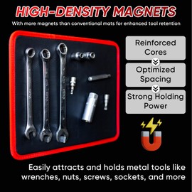 ‌Arcomin Heavy-Duty Magnetic Tool Mat & Holder | 12.8"x9.8" Flexible Magnetic Tray for Garage Workshop, Scratchproof PVC Surface with Non-Slip Grip | Auto Repair, Toolbox Organizer for Mechanics & DIY