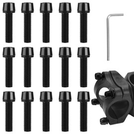 15 Piece Stem Bolts Kit, M5 x 20 mm Bike Bolts, Bicycle Stem Screw with Hexagonal Spanner, Bicycle Screw Set for Mountain Bike and Road Bike Stem (Black)