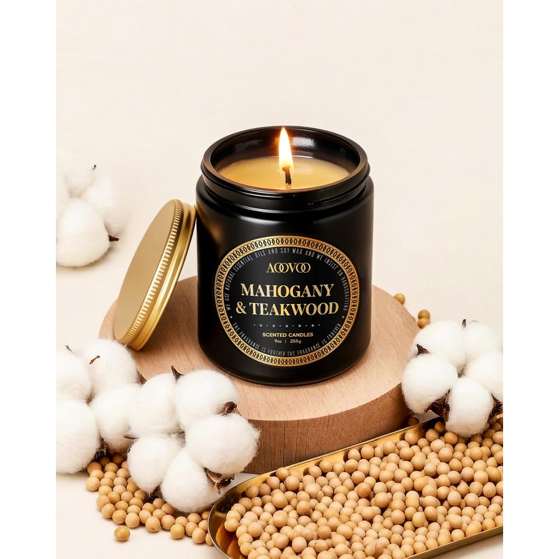 AOOVOO Scented Candles for Men - Mahogany Teakwood Scent, Women
