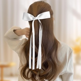 FKECVIS Hair Bows for Women, Hair Ribbon Hair Bow Clips Hair Ribbons With Long Tassel Tail, Bowknot Hair Clips for Women Girls, Hair Barrettes with Bow Accessories 4PCS